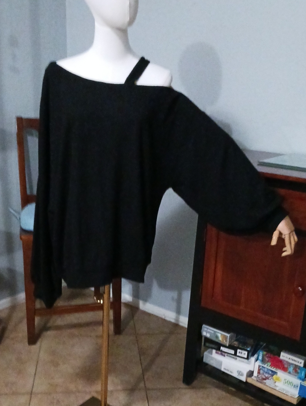 NWT- City Chic Black Off-the-Shoulder Sweater with Strap